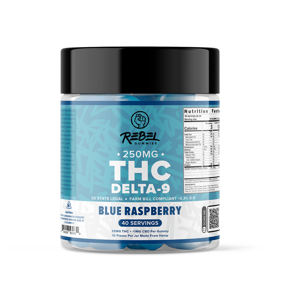 D9 Rebel THC Gummy Cubes - 40 Serving Jar - Farm2fire